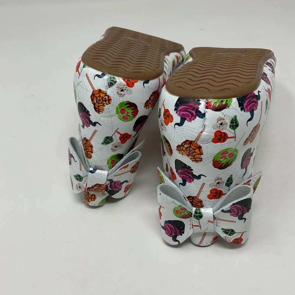 Monkey Feet Halloween Leather Ballet Flats Orange Elastic Straps Bows Size 37